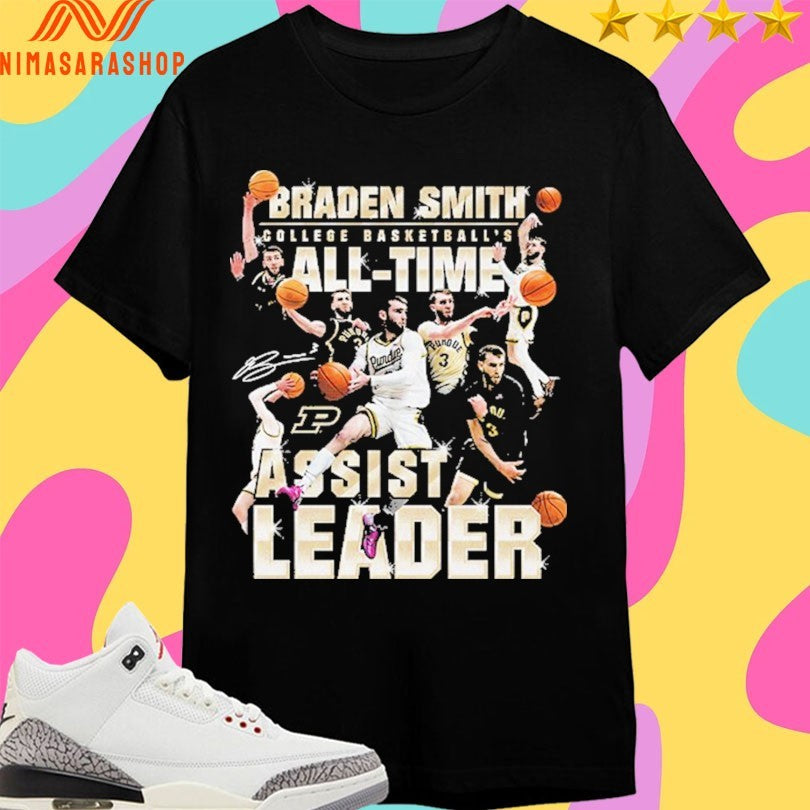 Purdue Boilermakers Men’s Basketball Braden Smith College Basketball’s All-Time Assist Leader Shirts
