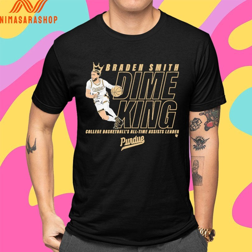 Purdue Boilermakers Men’s Basketball Braden Smith Dime King College Basketball’s All-Time Assists Leader Shirts