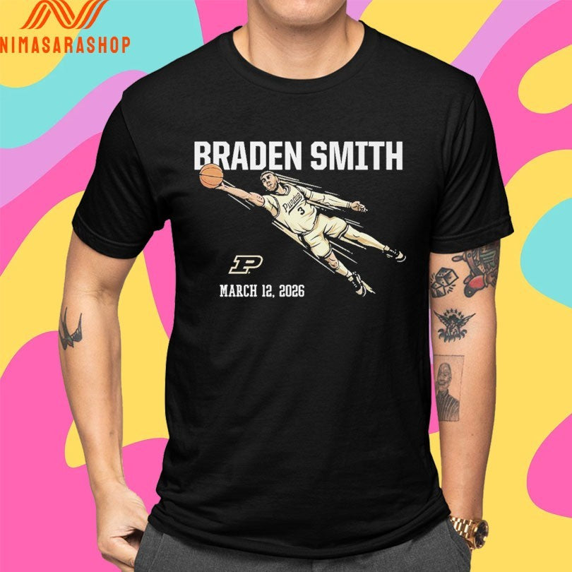 Purdue Men’s Basketball Braden Smith Diving Assist March 12 2026 Shirts