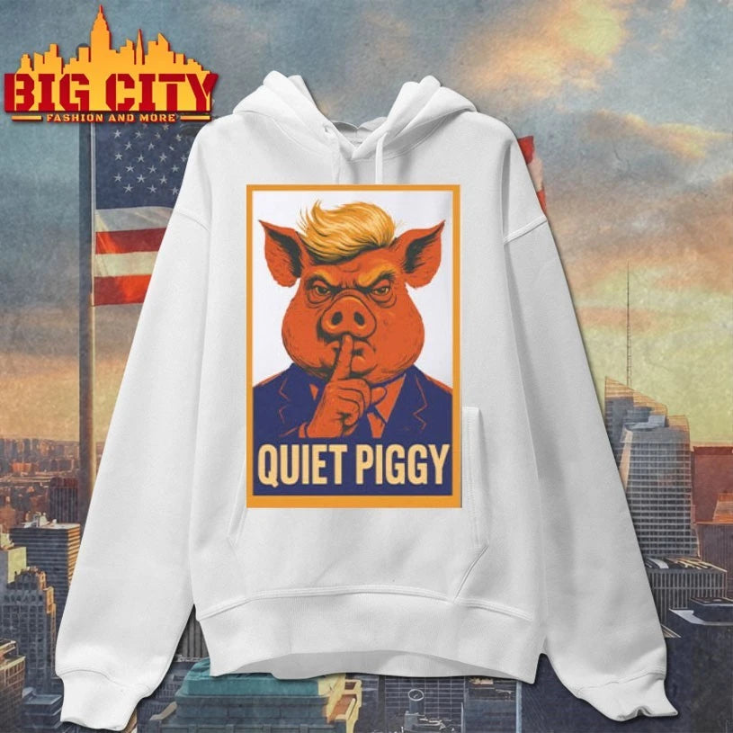 Quiet Piggy poster style Pig shirt
