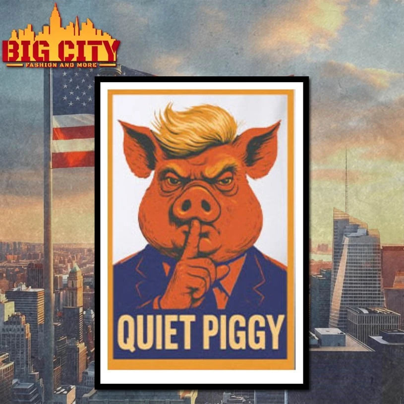 Quiet Piggy poster style Pig shirt