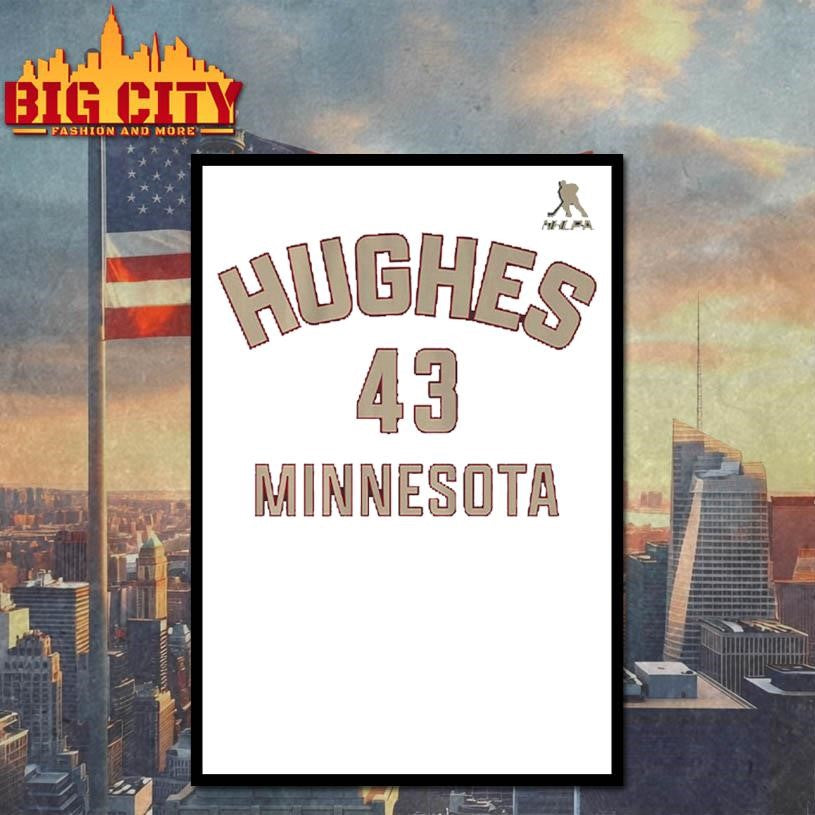 Quinn Hughes #43 Minnesota Name &amp; Number Shirt