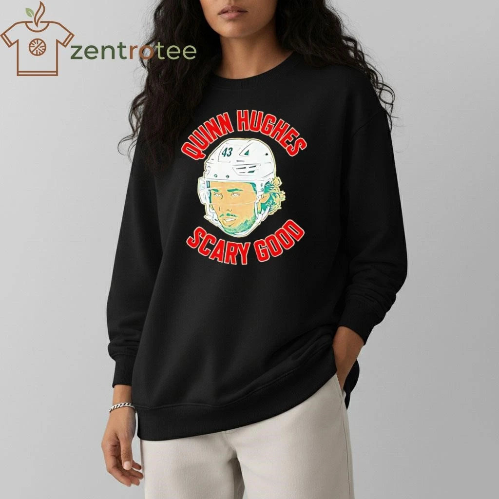 Quinn Hughes Scary Good Ghost Eyes 43 head tee