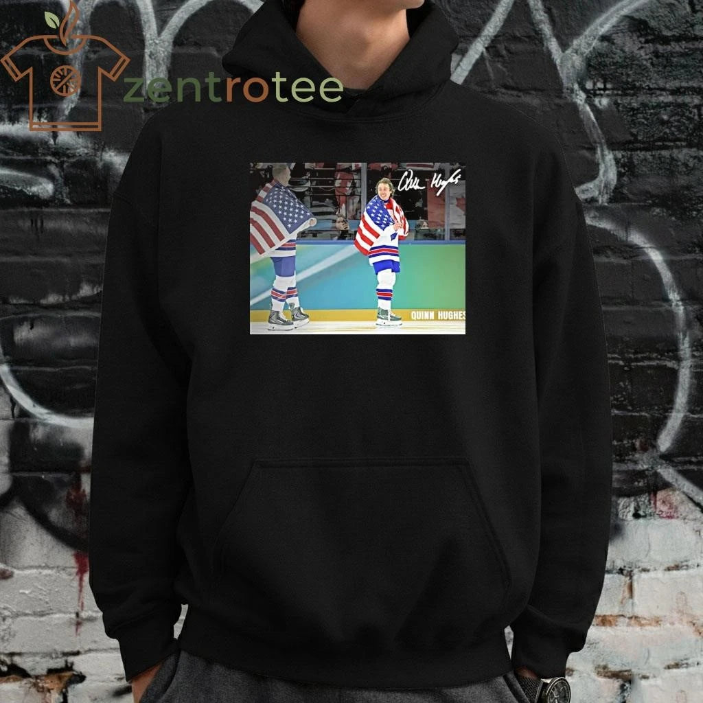Quinn Hughes Team Usa 2026 Winter Olympics Gold Medal Autographed tee