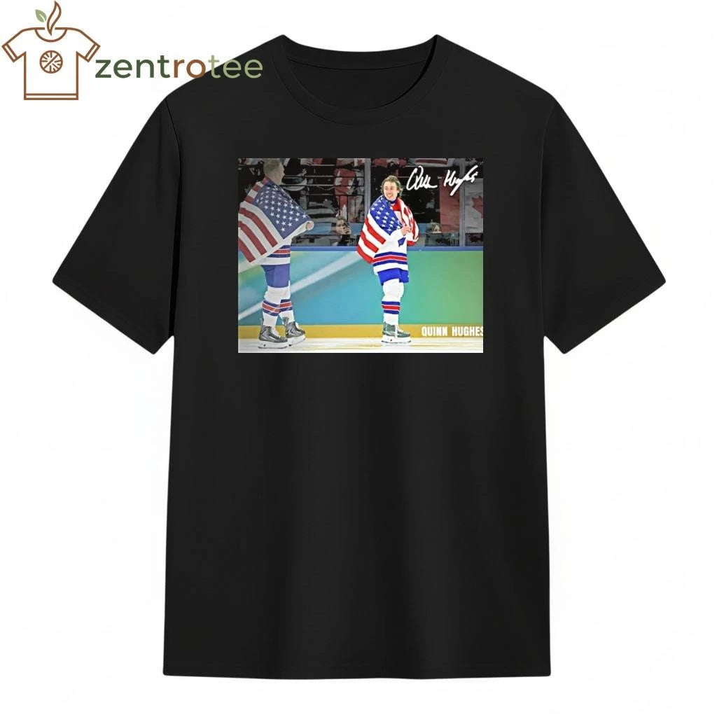 Quinn Hughes Team Usa 2026 Winter Olympics Gold Medal Autographed tee
