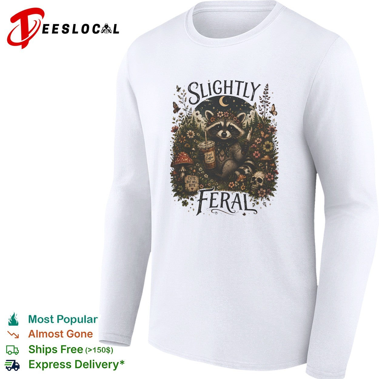 Raccoon sitting slightly feral shirt