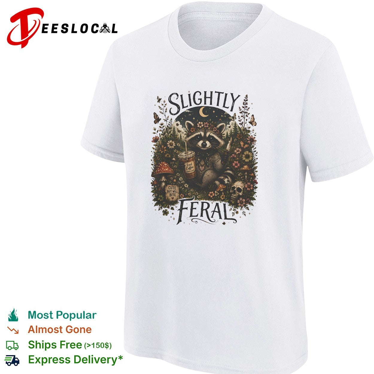 Raccoon sitting slightly feral shirt