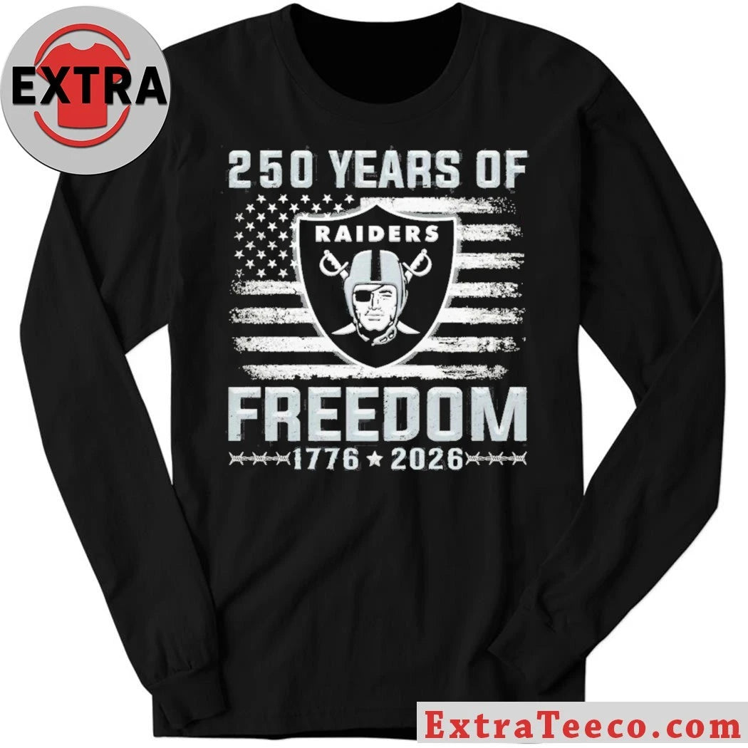 Raiders 250 Years Of Freedom 1776 2026 American Flag T-Shirt