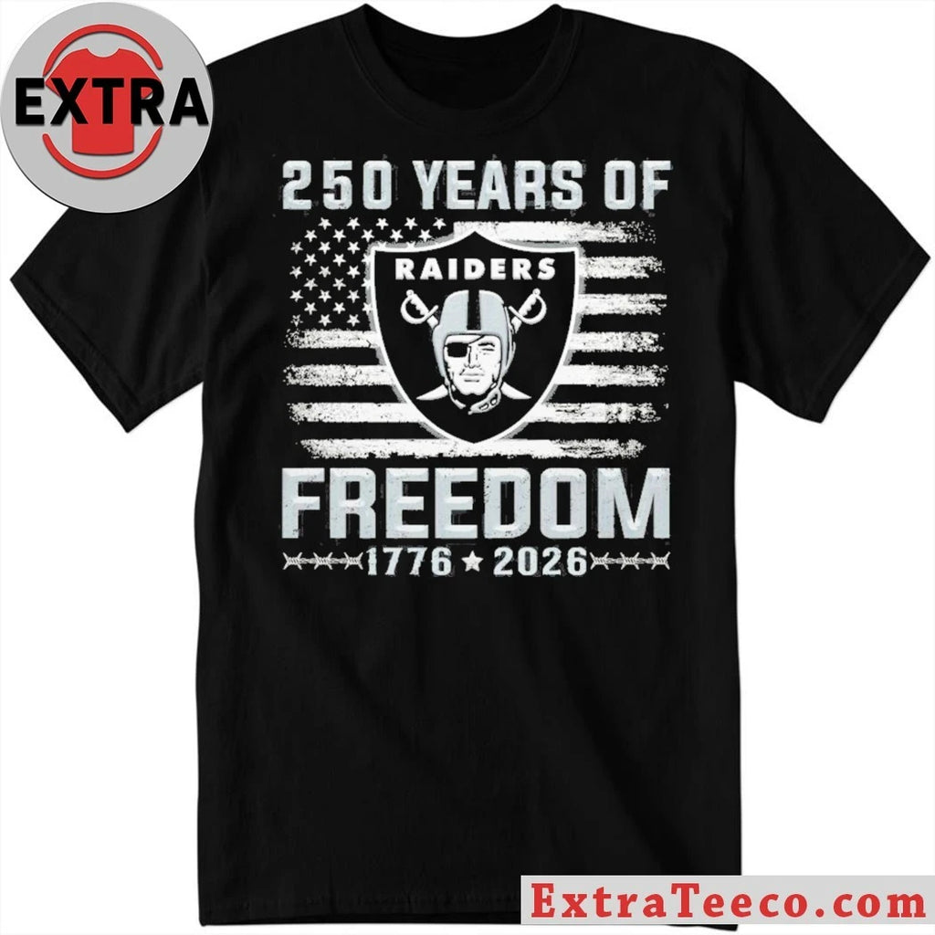 Raiders 250 Years Of Freedom 1776 2026 American Flag T-Shirt
