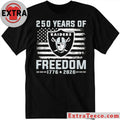 Raiders 250 Years Of Freedom 1776 2026 American Flag T-Shirt