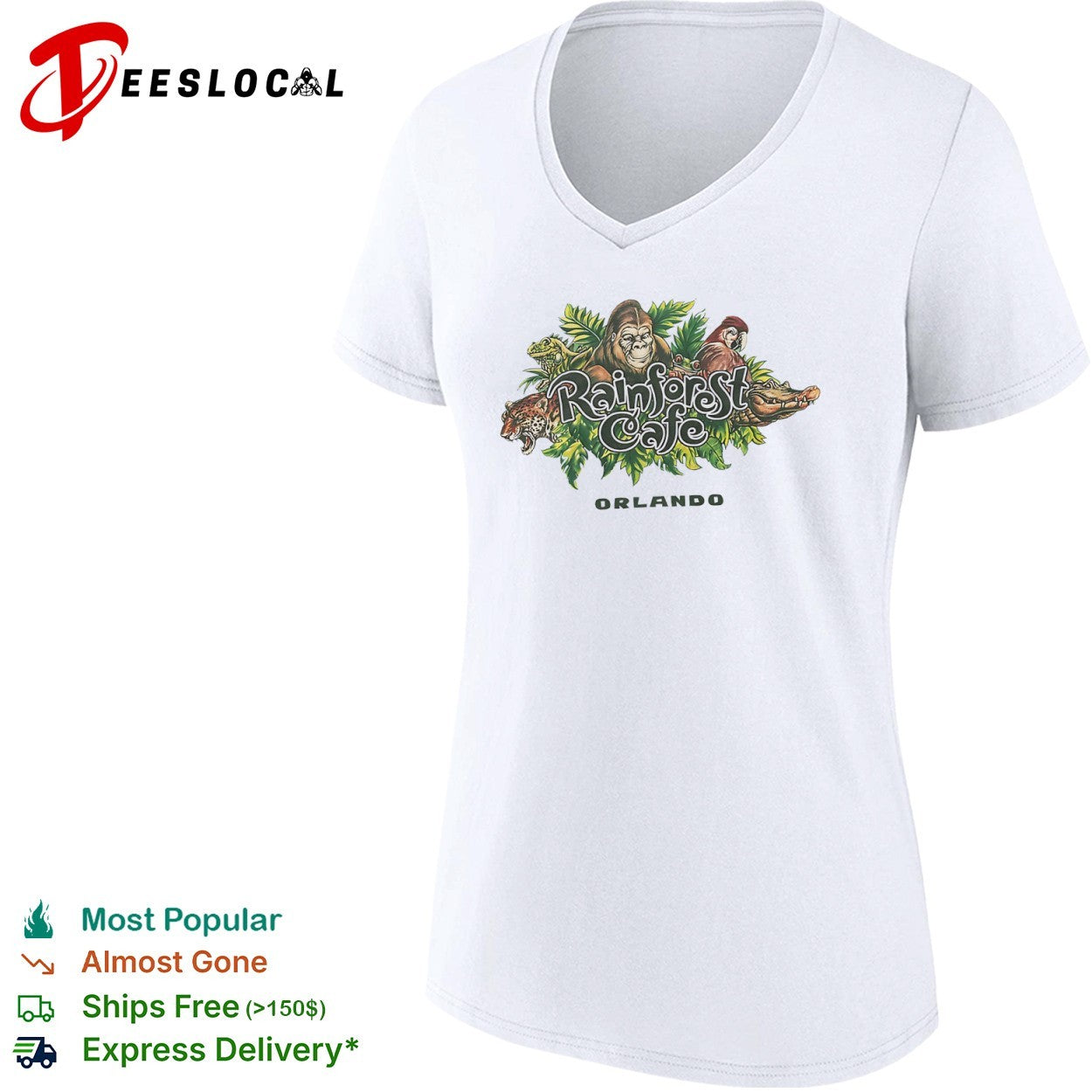 Rainforest Cafe Orlando Gorilla Parrot Jaguar Iguana Gator Tropical Jungle shirt