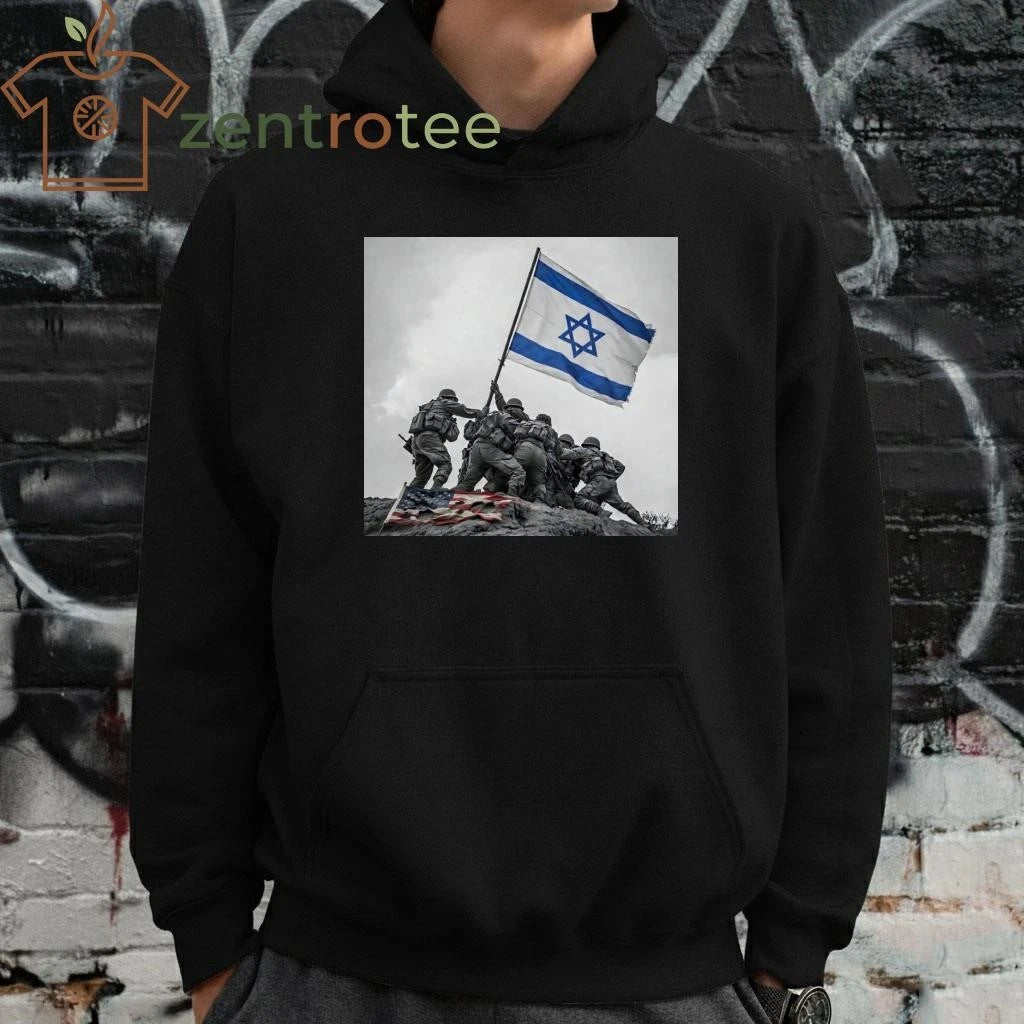 Raising the flag on Iwo Jima Island Israel flag tee