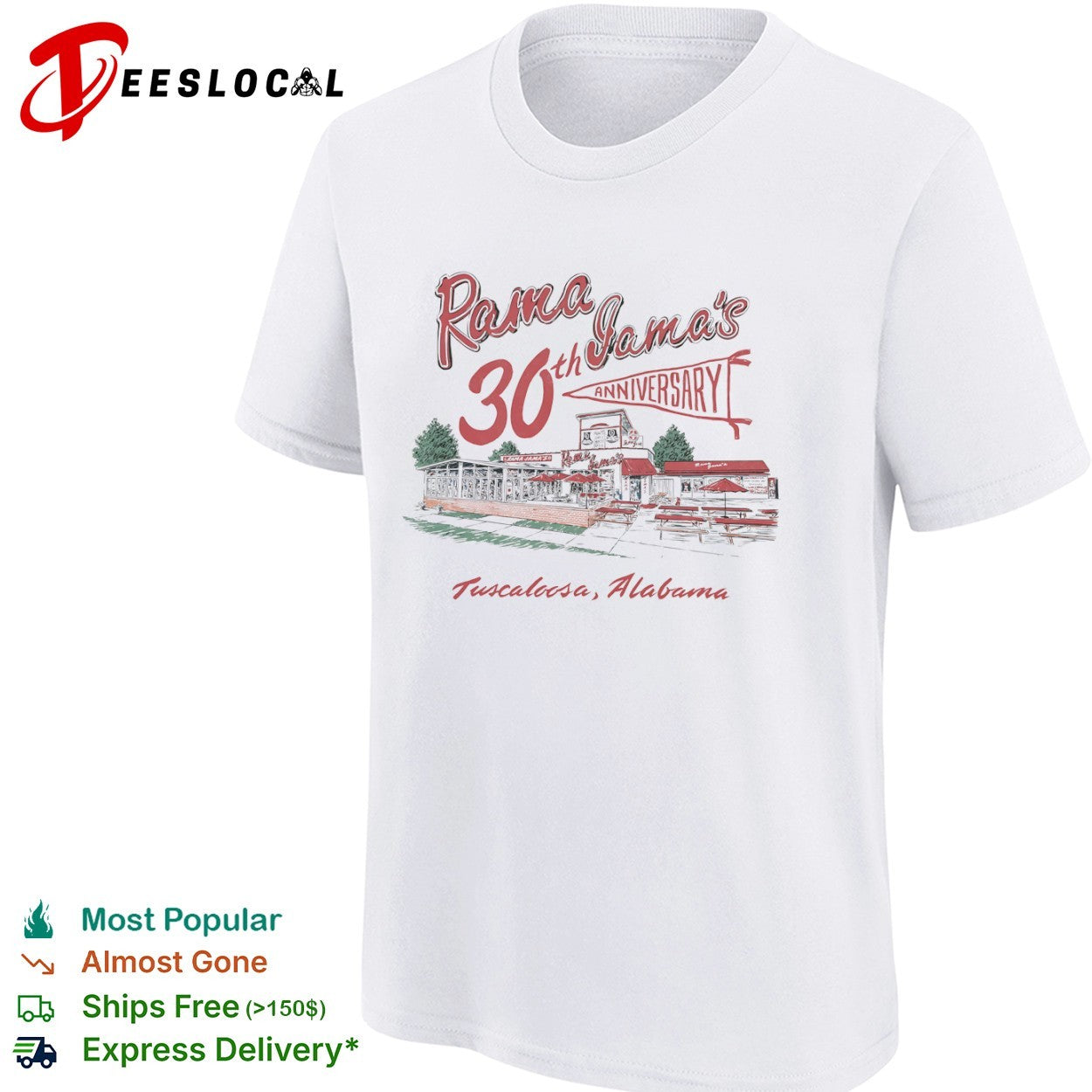 Rama Jama’s 30th Anniversary Tuscaloosa Alabama restaurant drawing shirt