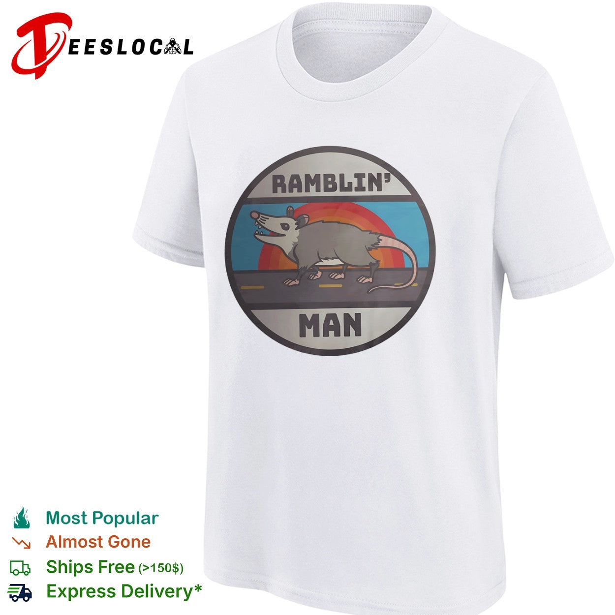 Ramblin Man Opossum Road Retro Sunset Shirt