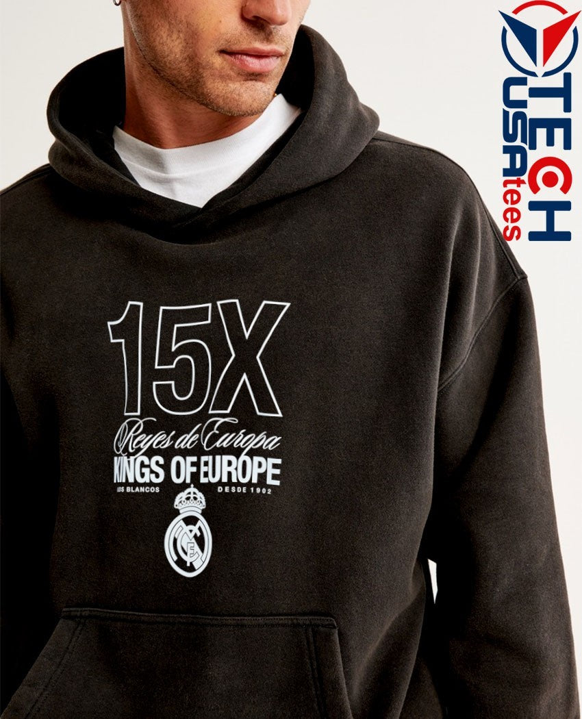 Real Madrid European Champions 15X Kings of Europe logo shirt