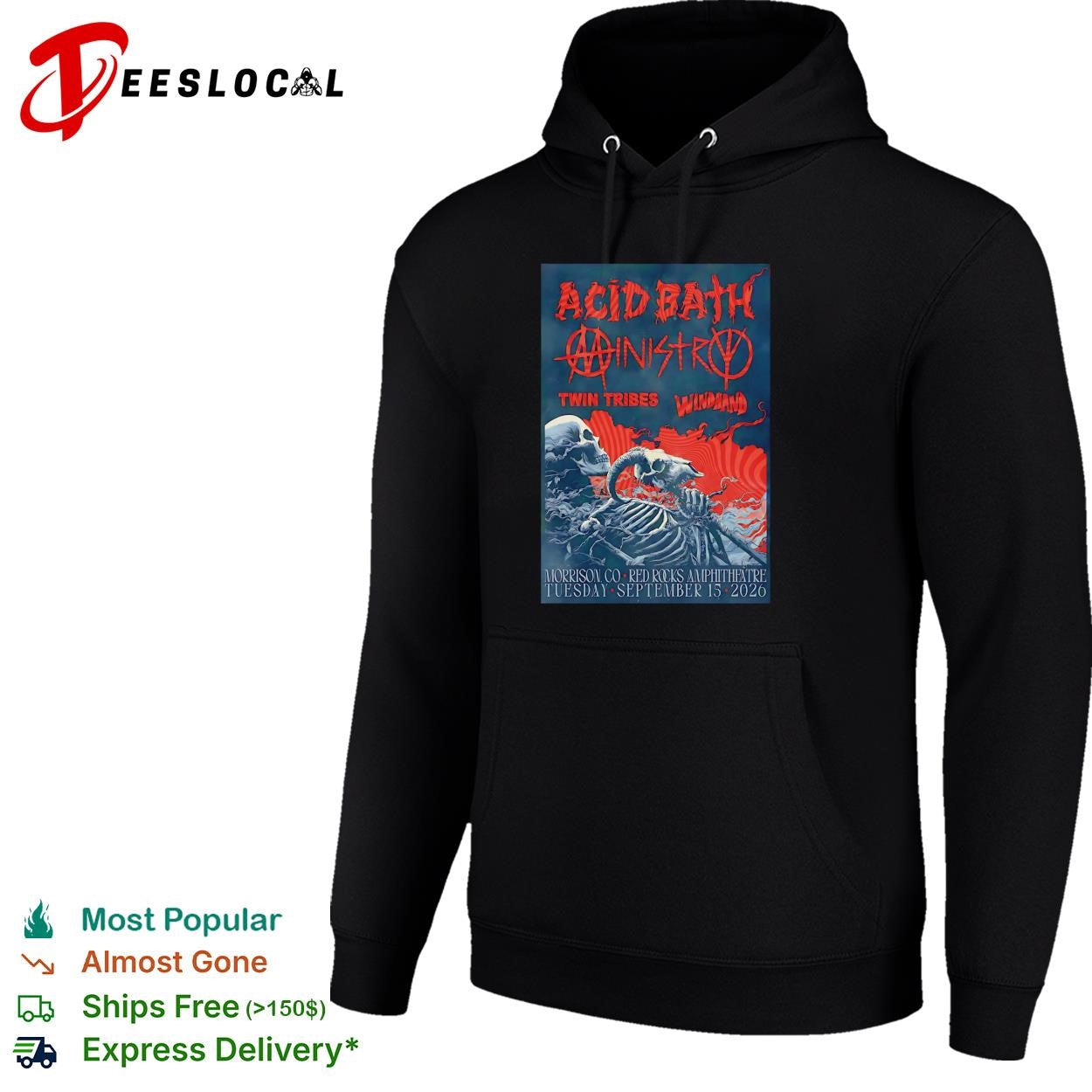Red Rocks Amphitheater September dark metal concert skeleton poster shirt