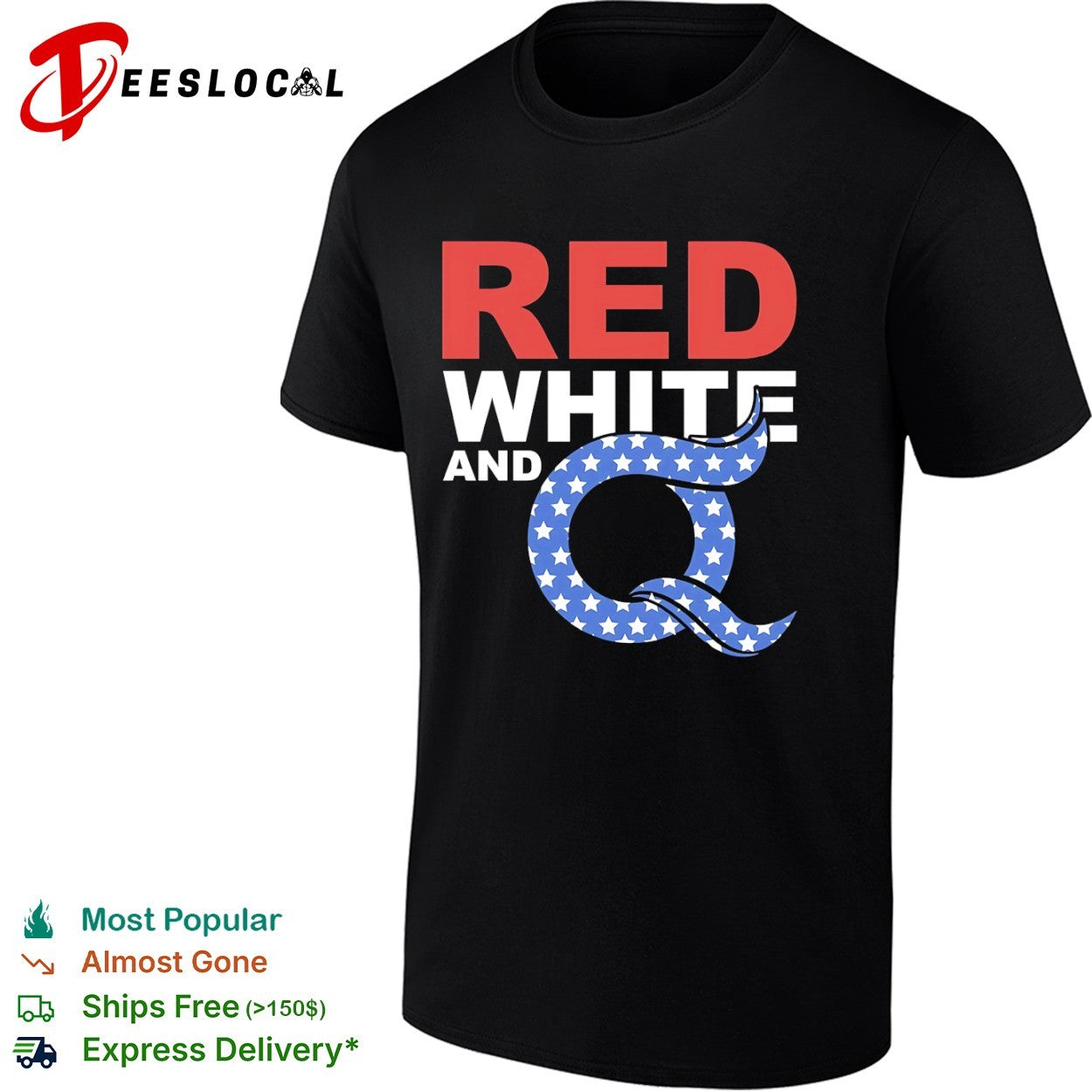 Red White and Q Patriotic QAnon Movement Slogan American Flag shirt