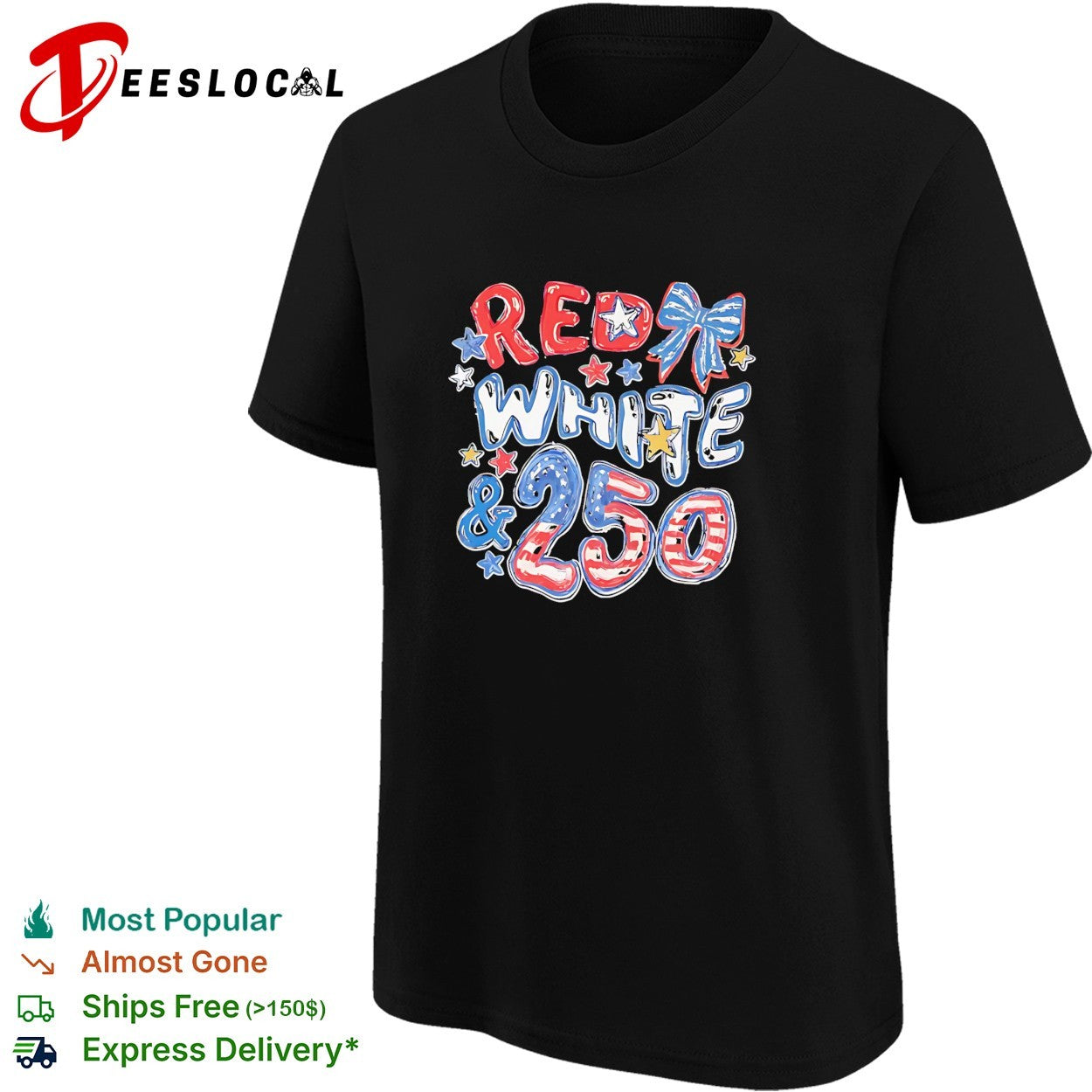 Red white and 250 America anniversary bow shirt