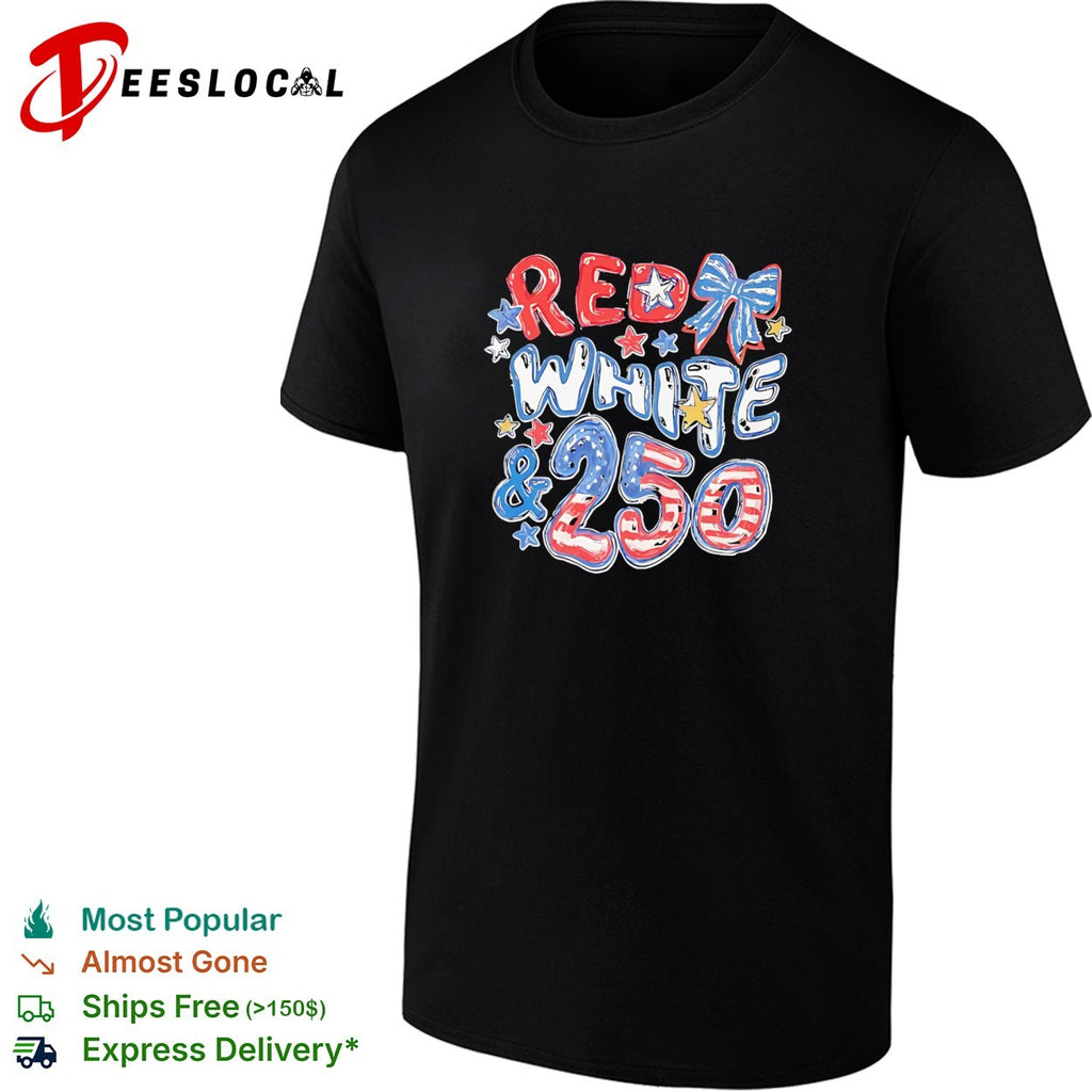 Red white and 250 America anniversary bow shirt