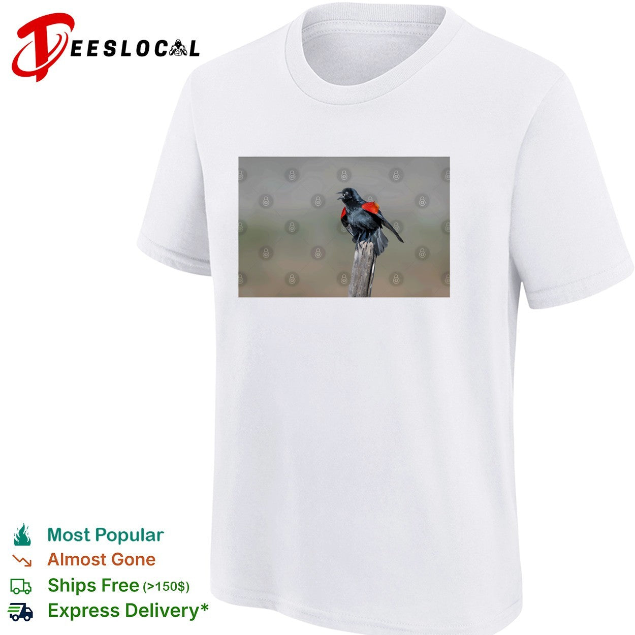 Red-winged blackbird singing shirt