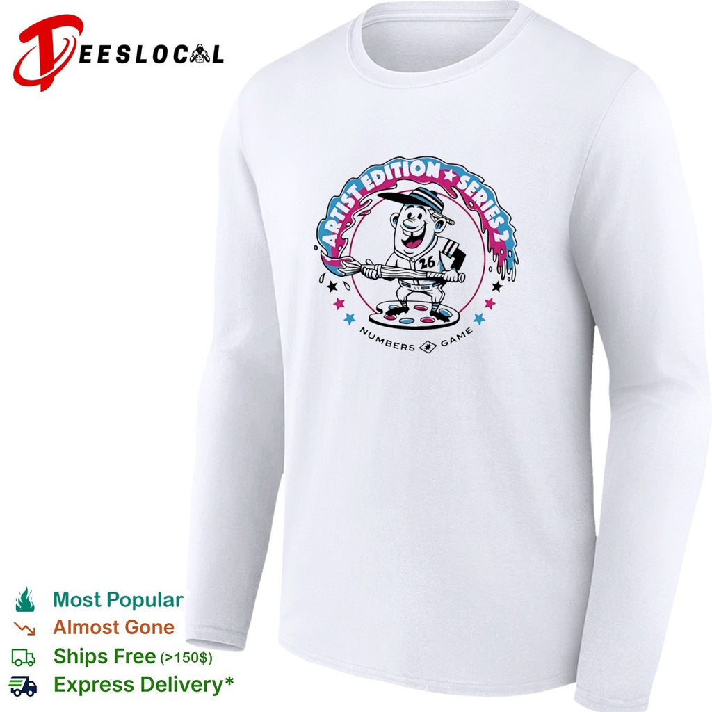 Retro Artist Edition Series 2 Numbers Game 26 Cartoon Baseball Paint Palette Mascot shirt