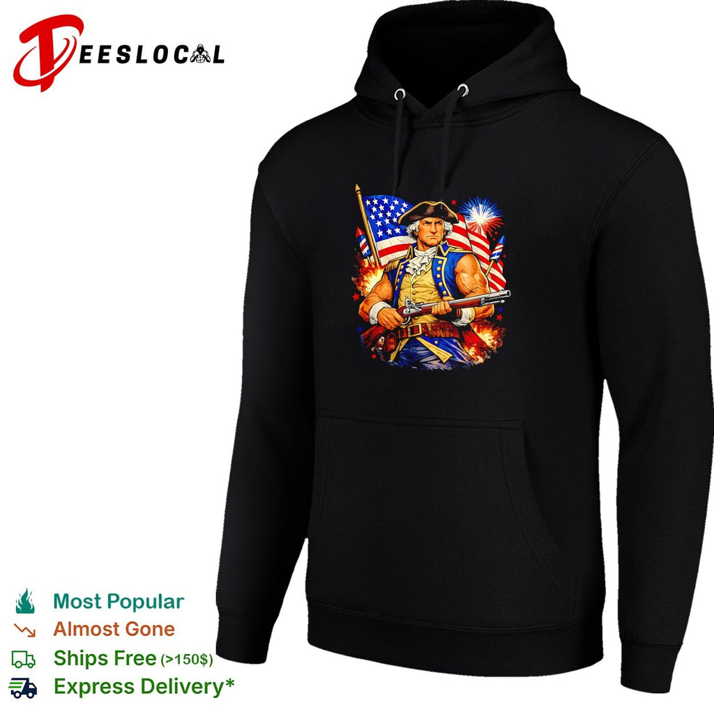 Revolutionary war soldier flag musket shirt