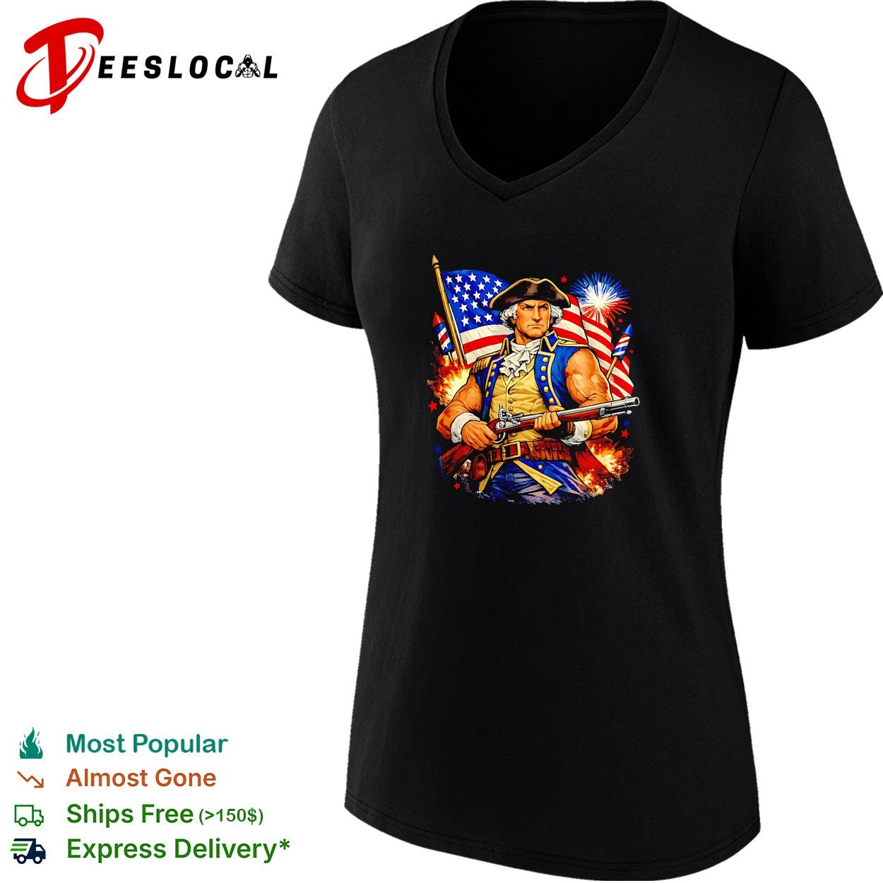 Revolutionary war soldier flag musket shirt