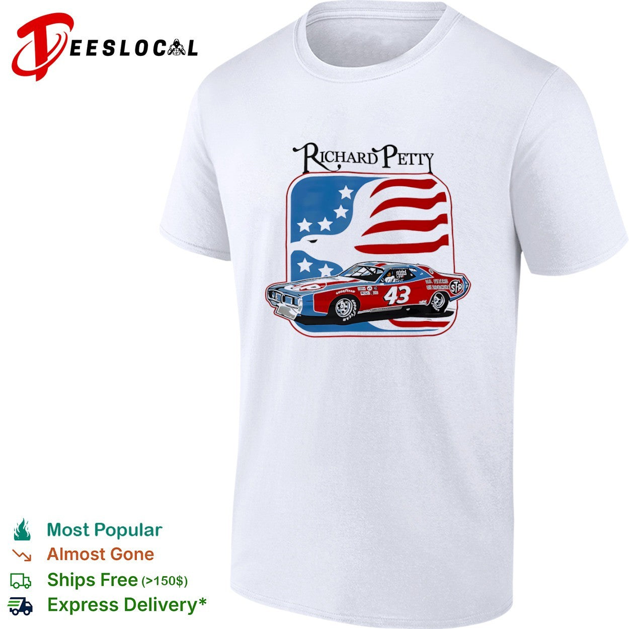 Richard Petty 43 American flag stock car racing shirt