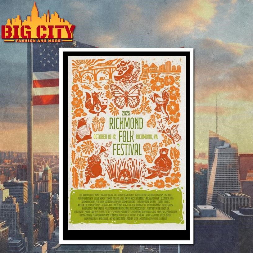 Richmond Folk Festival Oct 10-12 2025 At Brown’s Island in Richmond VA Poster Shirt