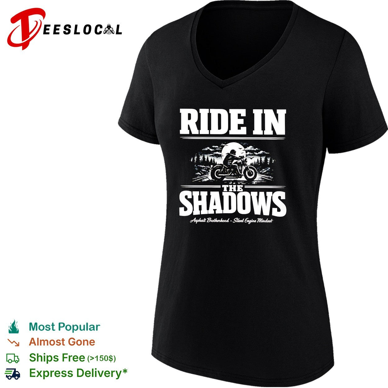 Ride in the shadows asphalt brotherhood motorcycle shirt