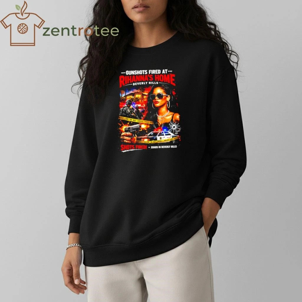 Rihanna Beverly Hills Night Drama Gunshots Fired Streetwear Shirt
