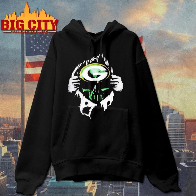 Ripped From The Chest Skull Deep Green Bay Packers Till The Grave Shirt