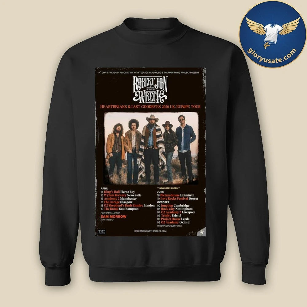 Robert Jon &amp; The Wreck April 2026 UK Tour Poster Shirt