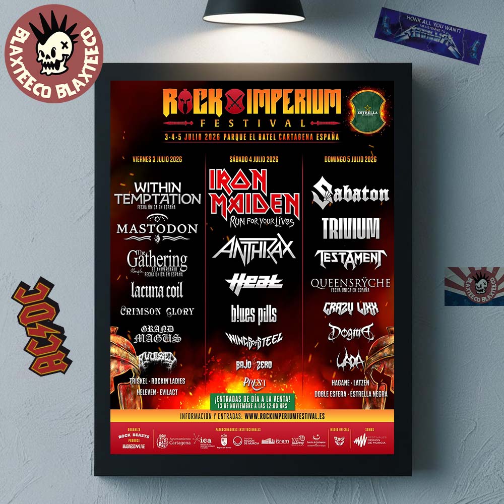 Rock Imperium Festival 2026 Lineup Poster In Cartagena Spain At Parque El Batel From 3 To 5 July 2026 Home Decor Poster Canvas
