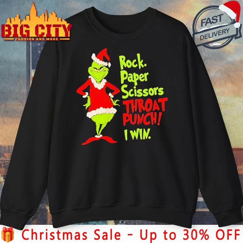 Rock Paper Scissors Throat Punch Grinch shirt