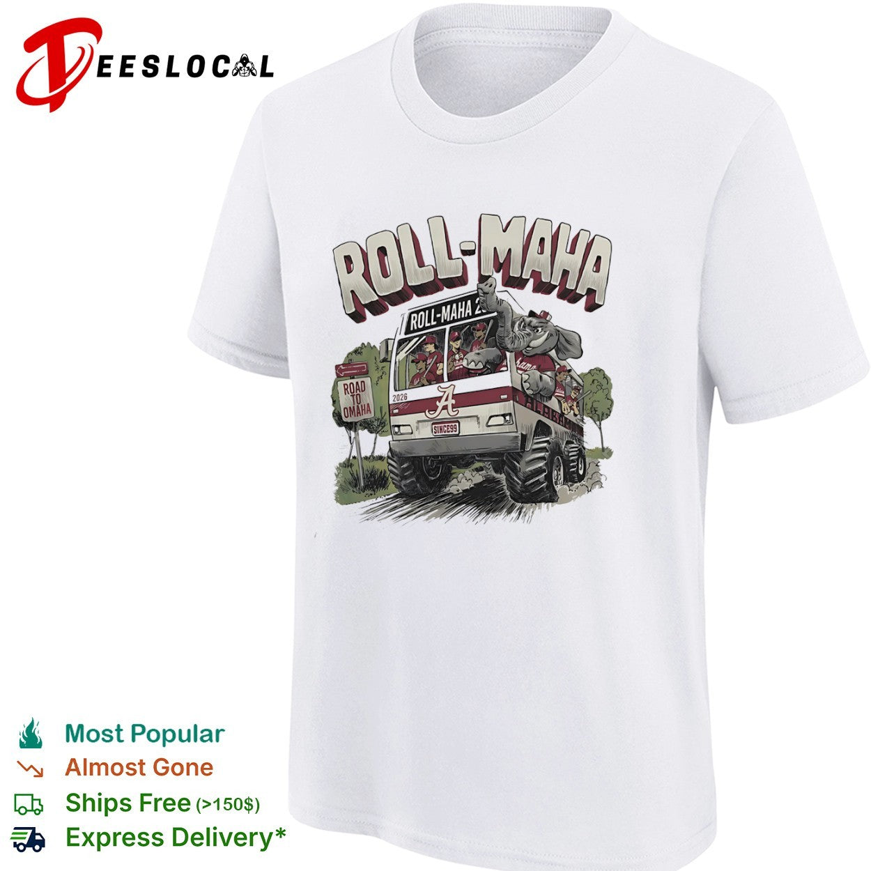 Roll-Maha Alabama Crimson Tide 2026 Road to Omaha shirt