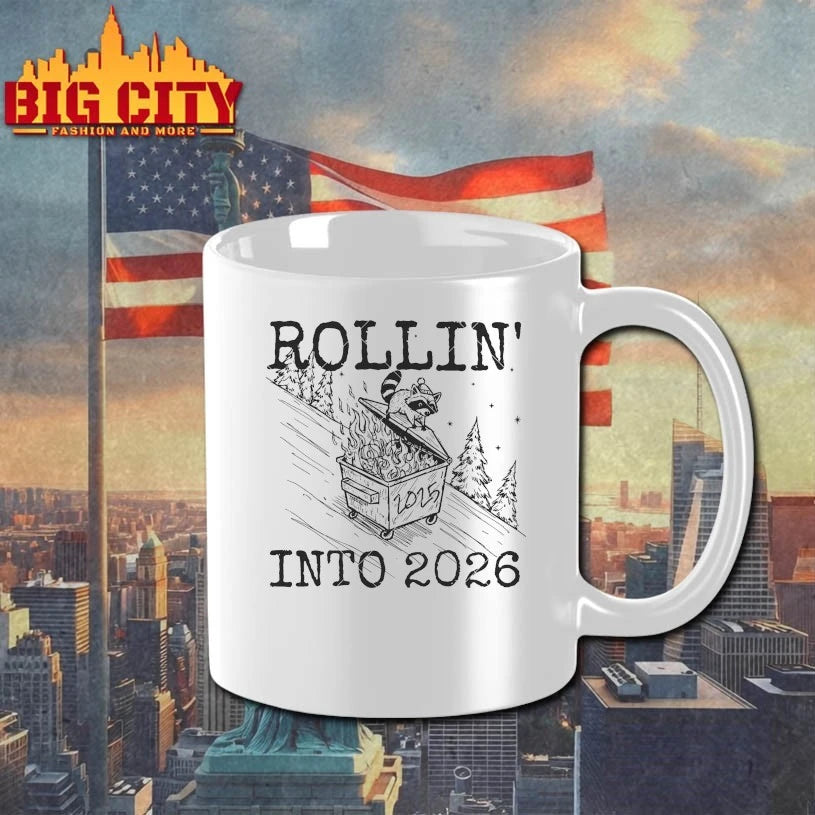 Rollin Into 2026 Raccoon Feral Girl New Year shirt