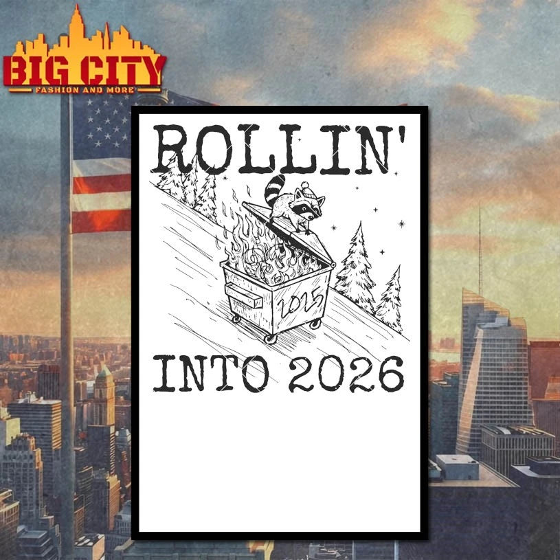 Rollin Into 2026 Raccoon Feral Girl New Year shirt