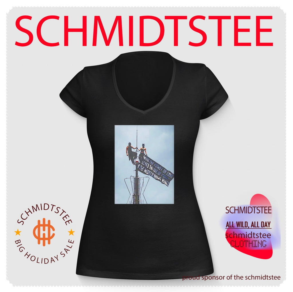 Rooftop climbing sign when the power of love beats the love of power the world knows peace shirt