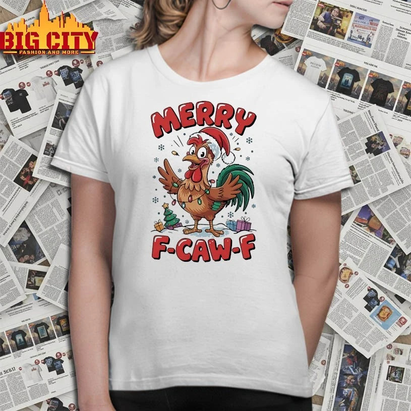 Rooster Merry F-Caw-F Funny Christmas shirt