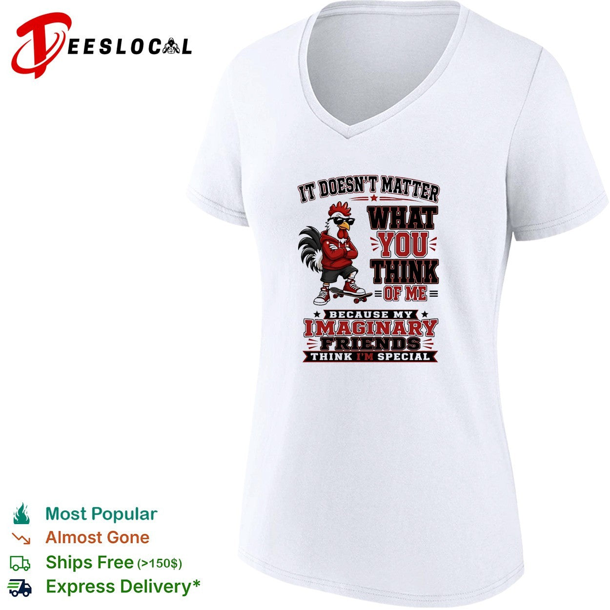 Rooster wearing red hoodie it doesn’t matter what you think of me shirt