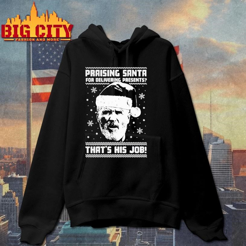 Roy Keane Praising Santa for delivering presents that’s his job ugly Christmas portrait shirt