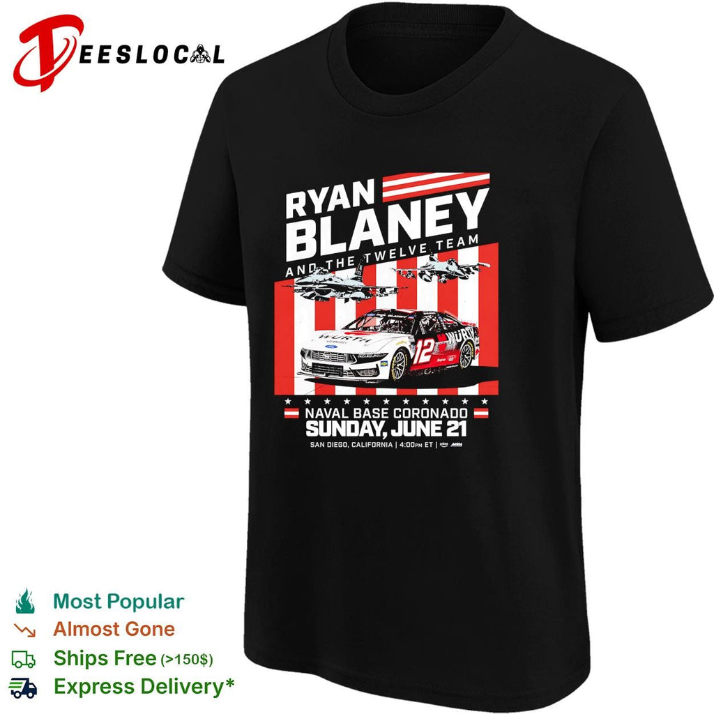 Ryan Blaney number 12 Ford Mustang Naval Base Coronado San Diego June 21 shirt