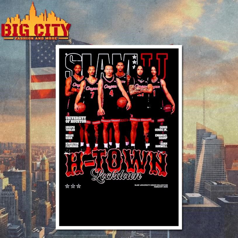 SLAMU 20 Houston Cougars H Town Lockdown Magazine Cover Shirt