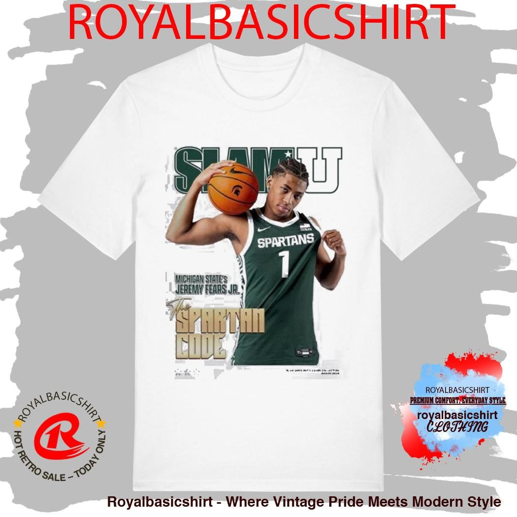 SLAMU Michigan State Spartans Jeremy Fears Jr The Spartan Code Magazine Cover T-Shirt