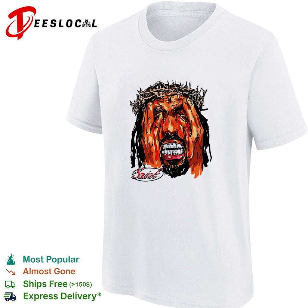 Saint Jesus with Crown of Thorns and Diamond Grill shirt