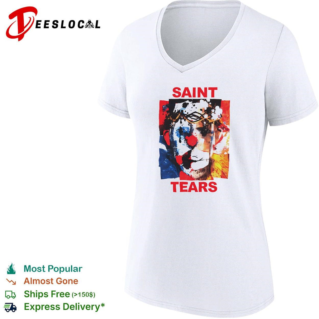 Saint tears abstract colorful painted face portrait art shirt