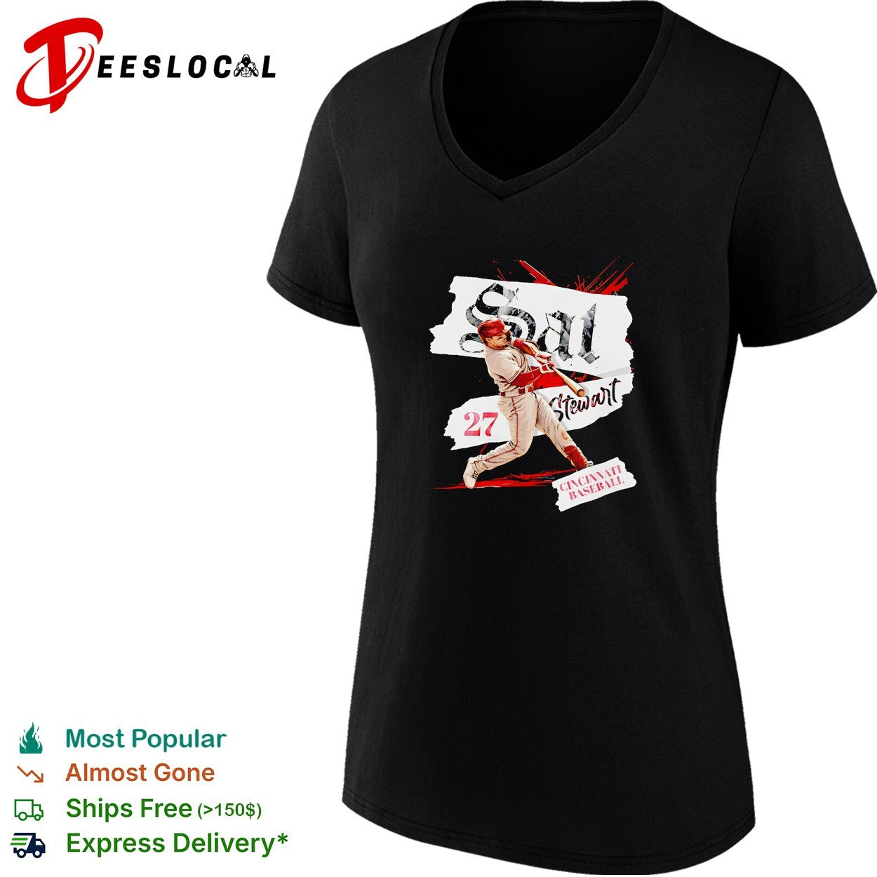 Sal Stewart Cincinnati baseball number 27 shirt