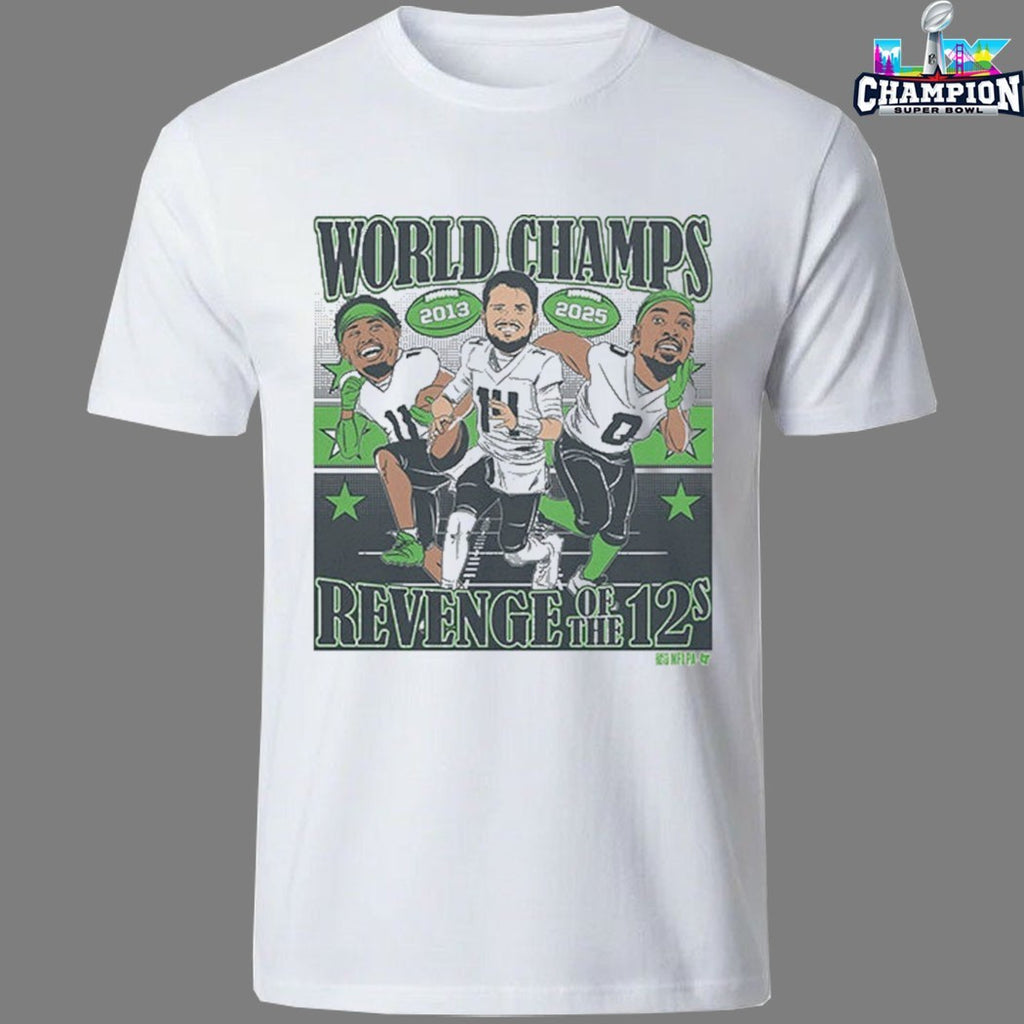 Sam Darnold, Jaxon Smith-njigba, &amp; Demarcus Lawrence World Champions Caricatures T-shirt