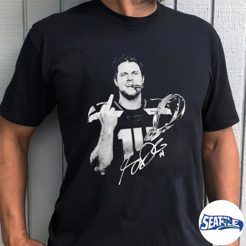 Sam Darnold Middle Finger Flipping Off Champions Tropy Signature shirt
